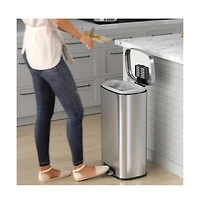iTouchless 13 Gallon / 50 Liter SoftStep Stainless Steel Bathroom Trash Can with Odor Filter