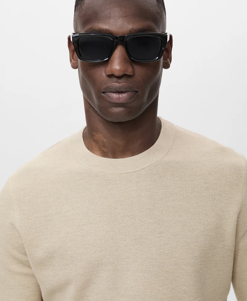 Mango Men's Microstructure Cotton Knitted Sweater