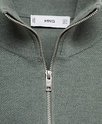 Mango Men's Zipper Collar Microstructure Sweater