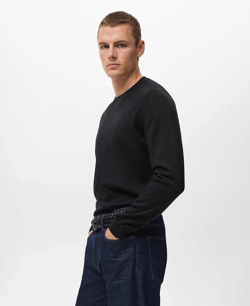 Mango Men's Wool Round-Neck Sweater