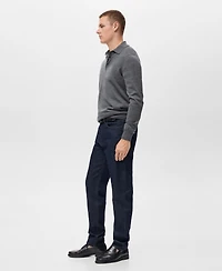 Mango Men's Wool Knitted Polo Sweater