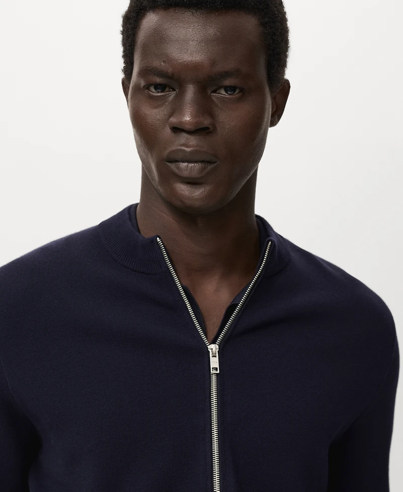 Mango Men's Zipped Knit Cardigan Sweater