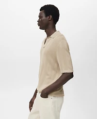Mango Men's Ribbed Knit Polo Shirt