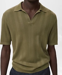 Mango Men's Ribbed Knit Polo Shirt