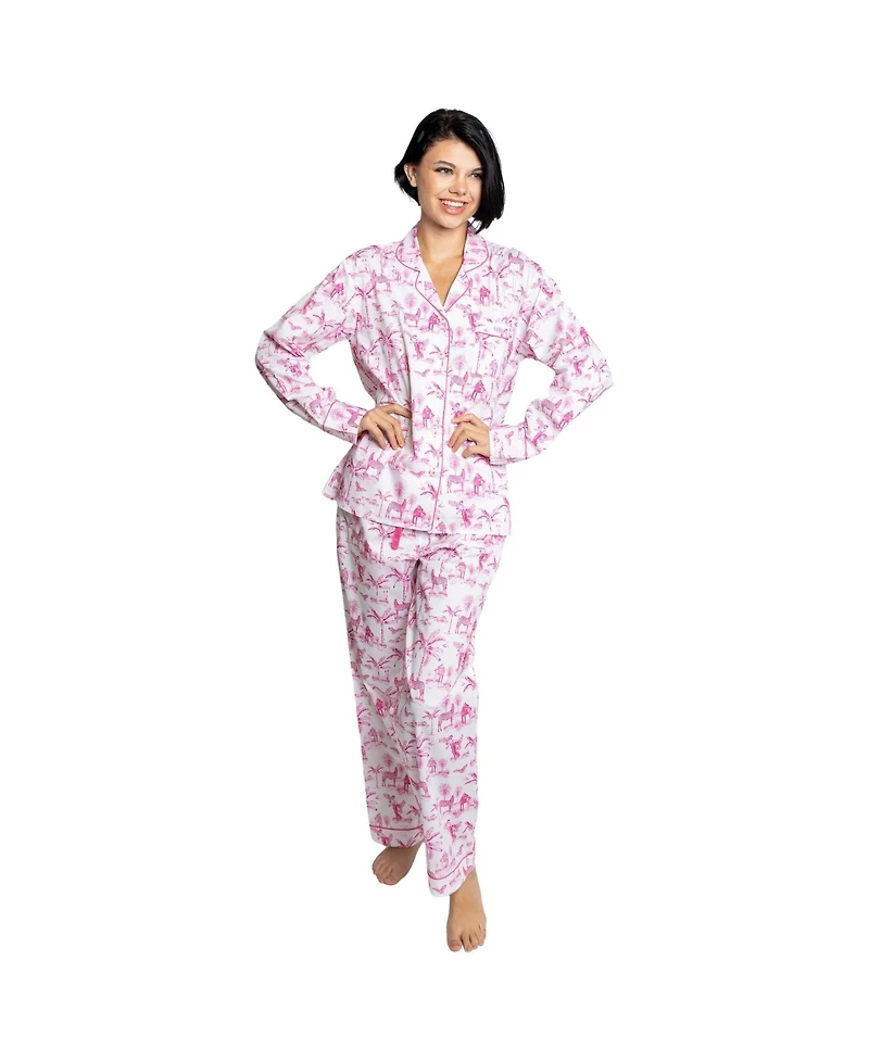 Sant and Abel Women's Skydog Pink Toile Long Pj Set
