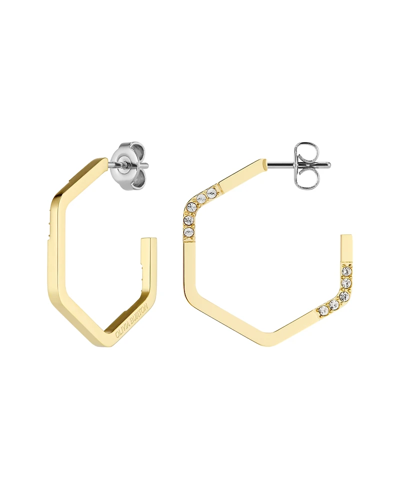 Olivia Burton Crystal Honeycomb Gold Tone Stainless Steel Earrings