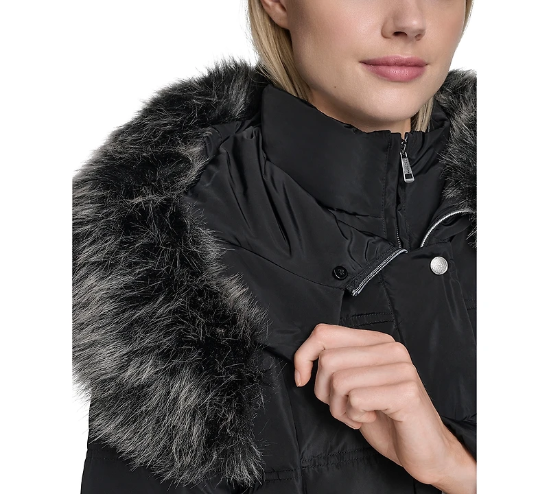 Cole Haan Women's Trim Hood Zip-Front Puffer Coat