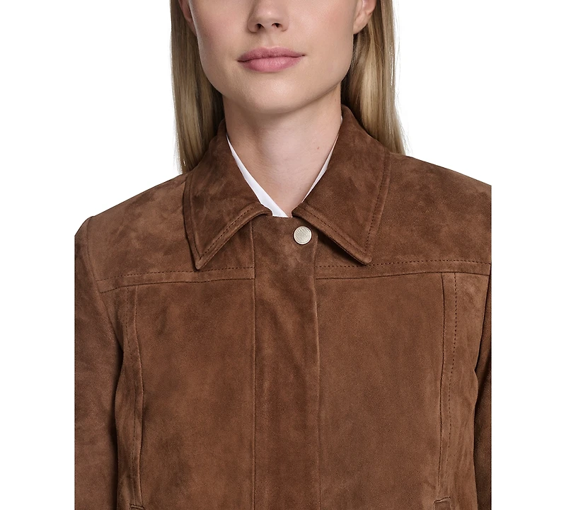 Cole Haan Women's Zip Front Suede Jacket