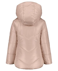 Calvin Klein Big Girls Curved Quilt Puffer with Hood Jacket