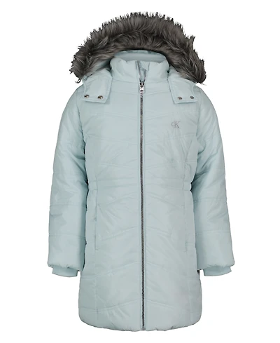 Calvin Klein Big Girls Hooded Aerial Puffer Jacket