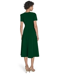 Calvin Klein Women's Short Sleeve Ruched Midi Dress
