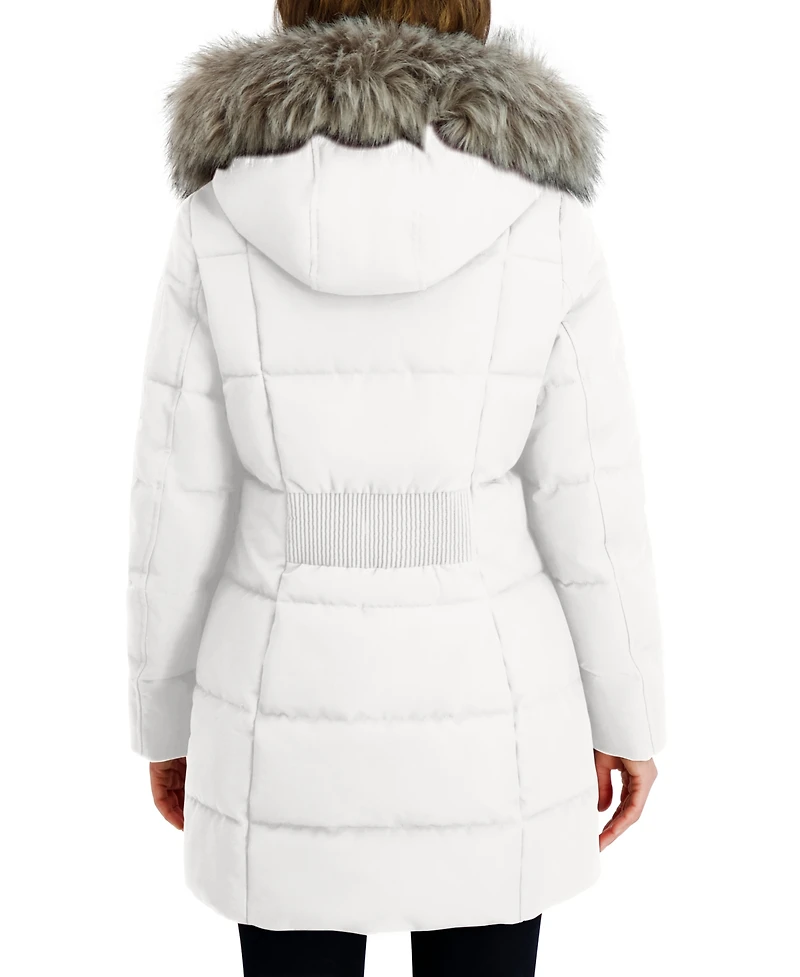 Nautica Women's Faux-Fur-Trim Hooded Puffer Coat