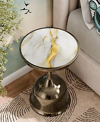 Furniture of America Knoll 16" Metal Round End Table with Pedestal Base