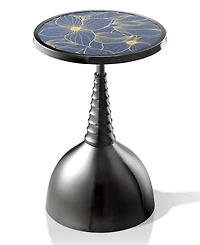 Furniture of America Knoll 16" Metal Round End Table with Pedestal Base