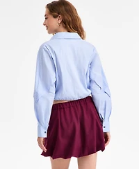 Bar Iii Women's Collared Button-Front Cropped Shirt, Macy's Exclusive