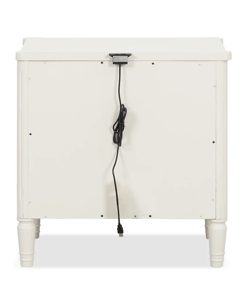 Furniture of America Arlena 28" Solid Wood 2-Drawer Nightstand with Usb Ports
