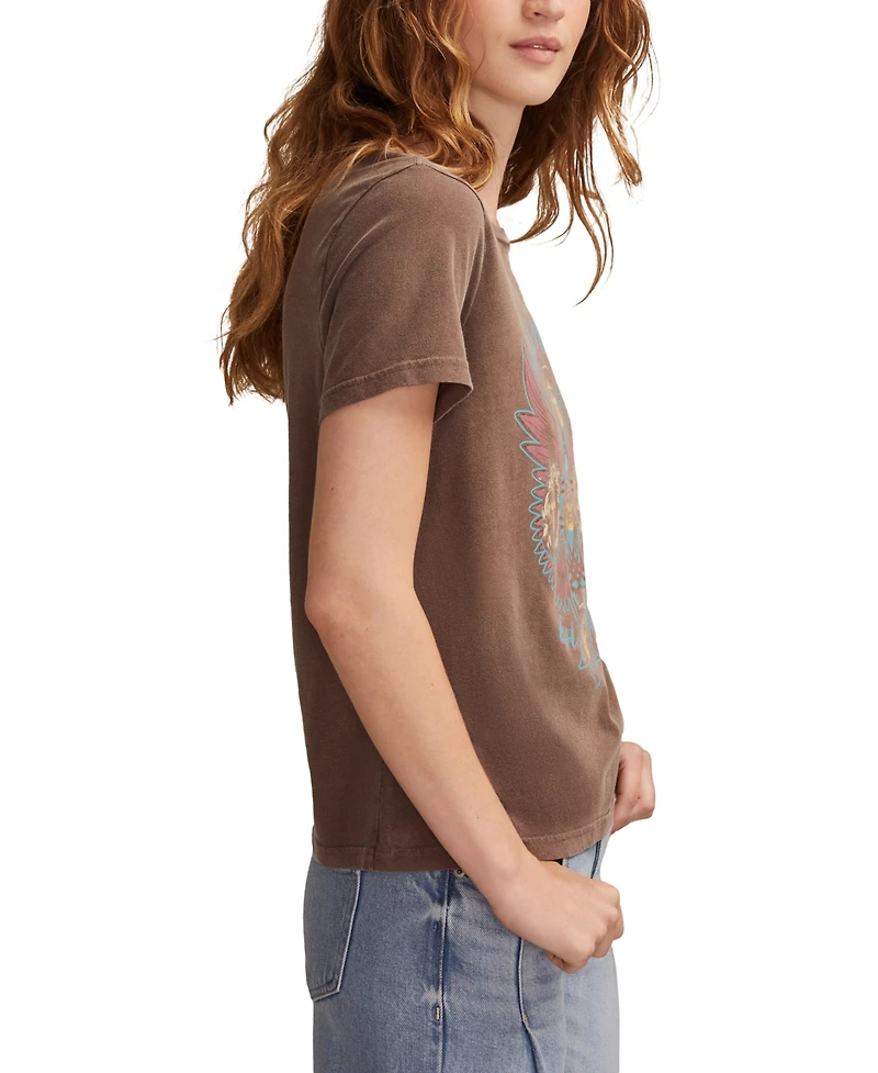 Lucky Brand Women's Guns N Roses Wings Crewneck T-Shirt