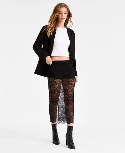 Bar Iii Women's Sheer Lace Midi Skirt, Macy's Exclusive