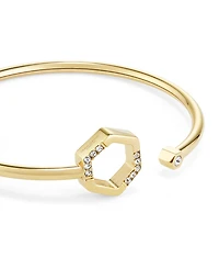 Olivia Burton Crystal Honeycomb Gold Tone Stainless Steel Bangle Bracelet