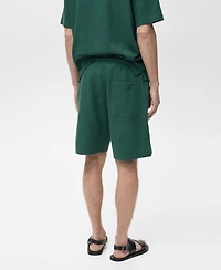 Mango Men's Textured Cotton 7.95" Bermuda Shorts