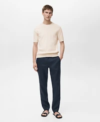 Mango Men's Textured Striped T-Shirt