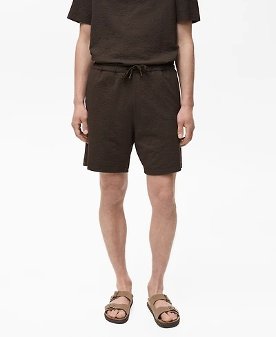 Mango Men's Drawstring Seersucker 5.47" Shorts