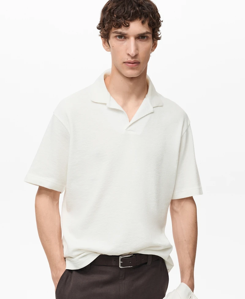 Mango Men's Textured Cotton Relaxed-Fit Polo Shirt