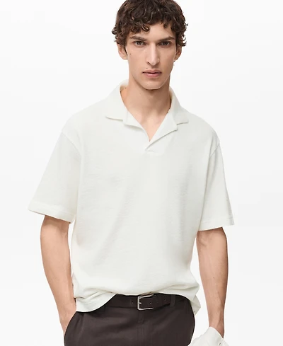 Mango Men's Textured Cotton Relaxed-Fit Polo Shirt