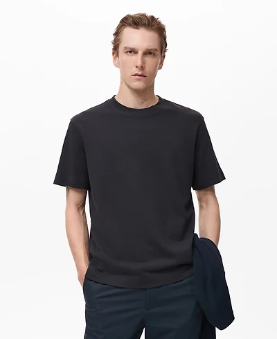 Mango Men's Cotton Fine-Knit T-Shirt