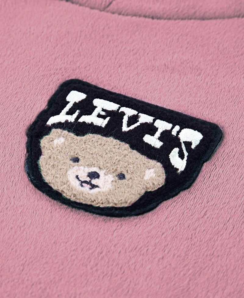 Levi's Baby Girls 2-Piece Minky Sherpa Hoodie and Jogger Pant Set
