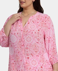 Nydj Plus Pintuck V-neck Top