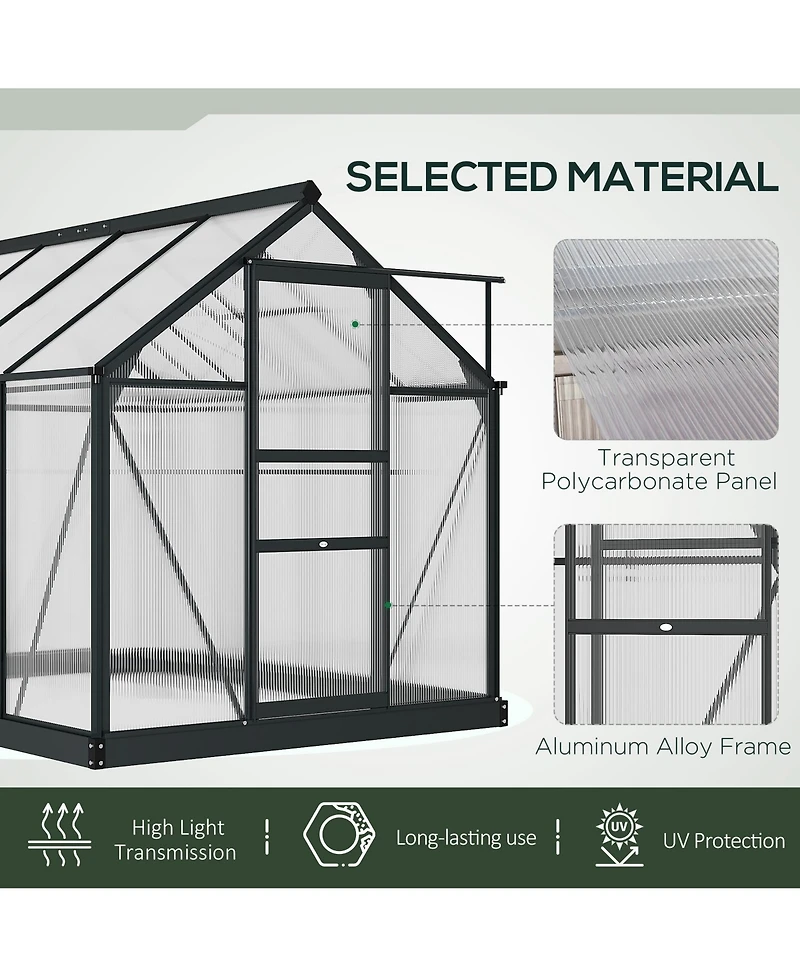 Outsunny 6' x 8' x 6.5' Large Polycarbonate Walk-in house,