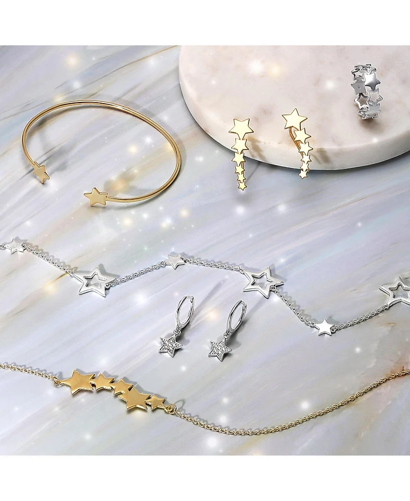 Bling Jewelry Jewelry Set Celestial Stars Rock Star Bracelet and Earrings Silver Toggle Clasp