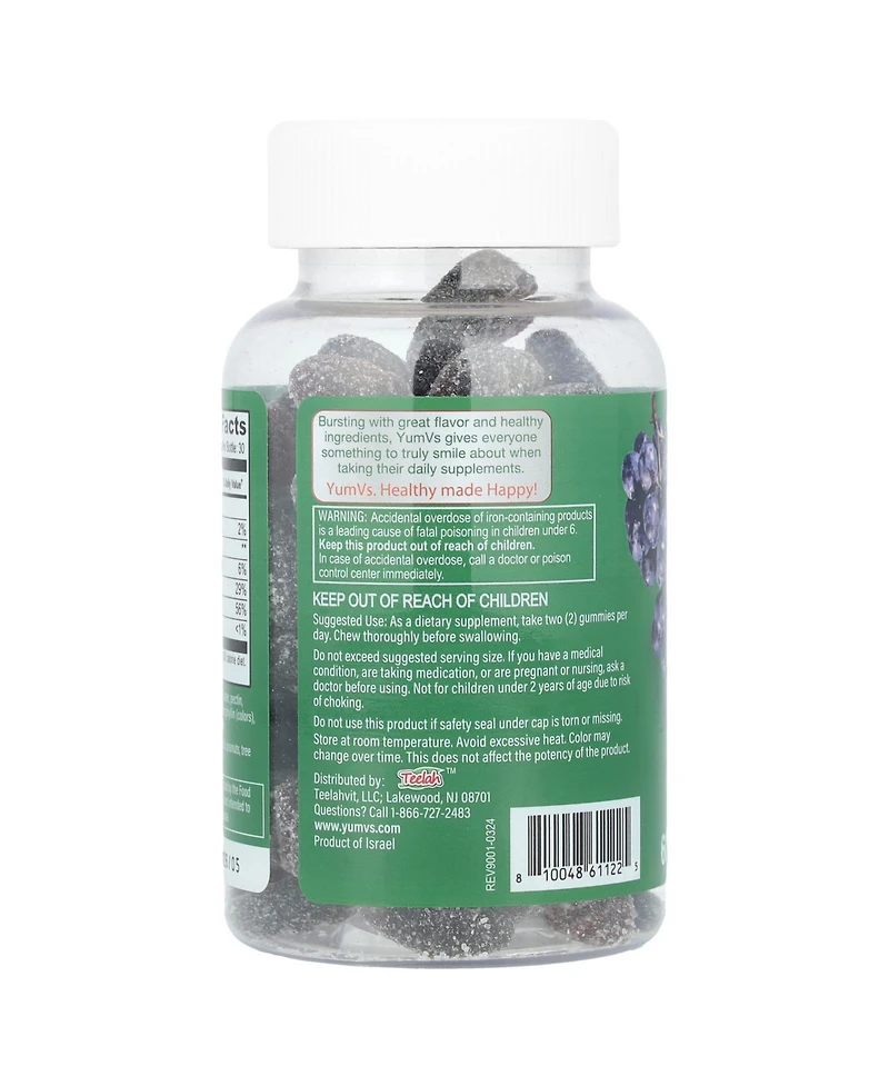 YumVs Iron with Vitamin C Gummies Grape
