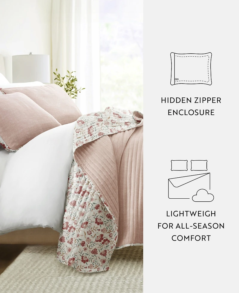 ienjoy Home French Jacobean Reversible 3-Pc. Quilt Set, King/California King