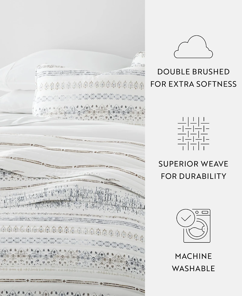 ienjoy Home Relic Stripe Reversible 3-Pc. Quilt Set, King/California King