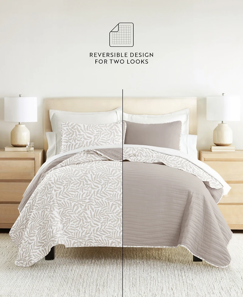 ienjoy Home Tossed Ferns Reversible 2-Pc. Quilt Set, Twin/Twin Xl