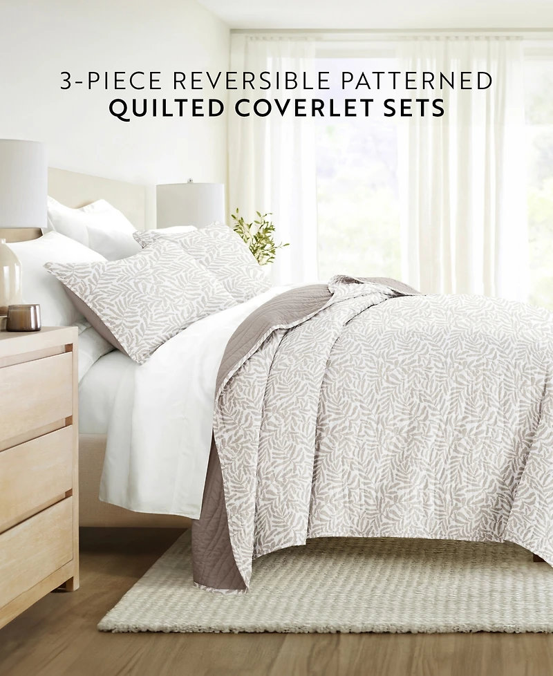 ienjoy Home Tossed Ferns Reversible 3-Pc. Quilt Set, King/California King