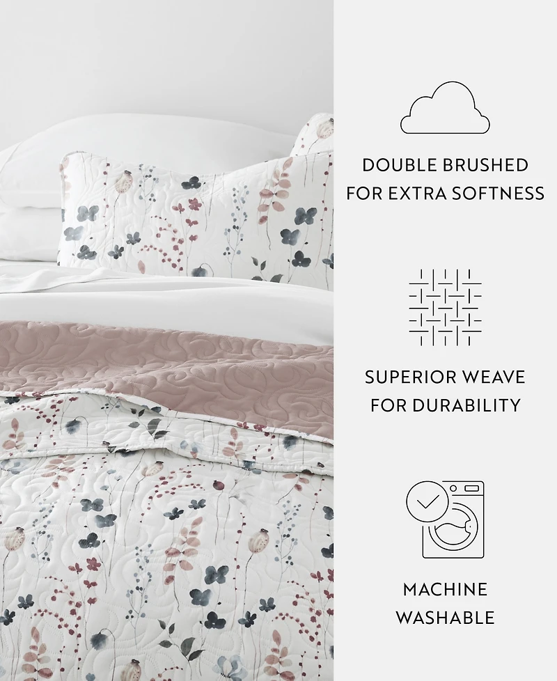 ienjoy Home Poppy Bloom Reversible 3-Pc. Quilt Set