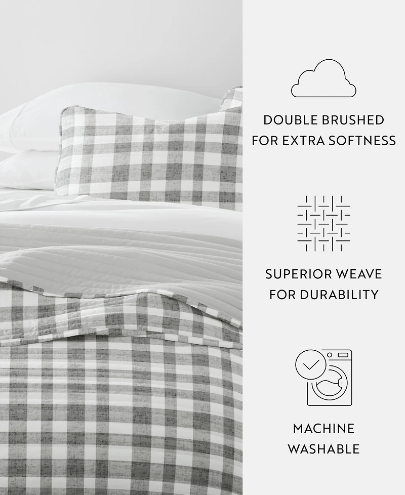 ienjoy Home Watercolor Plaid Reversible -Pc. Quilt Set