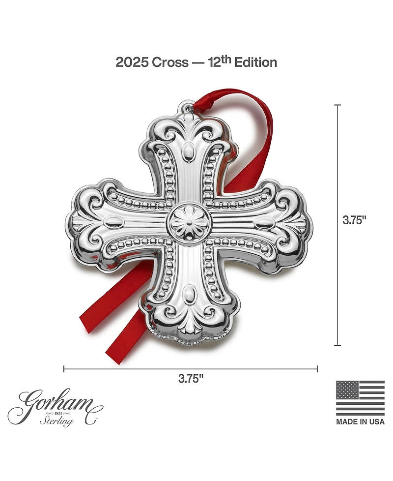 Gorham 2025 Sterling Silver Cross Ornament, 12th Edition