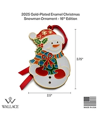 Wallace 2025 Gold-Plated Enameled Snowman Ornament, 16th Edition