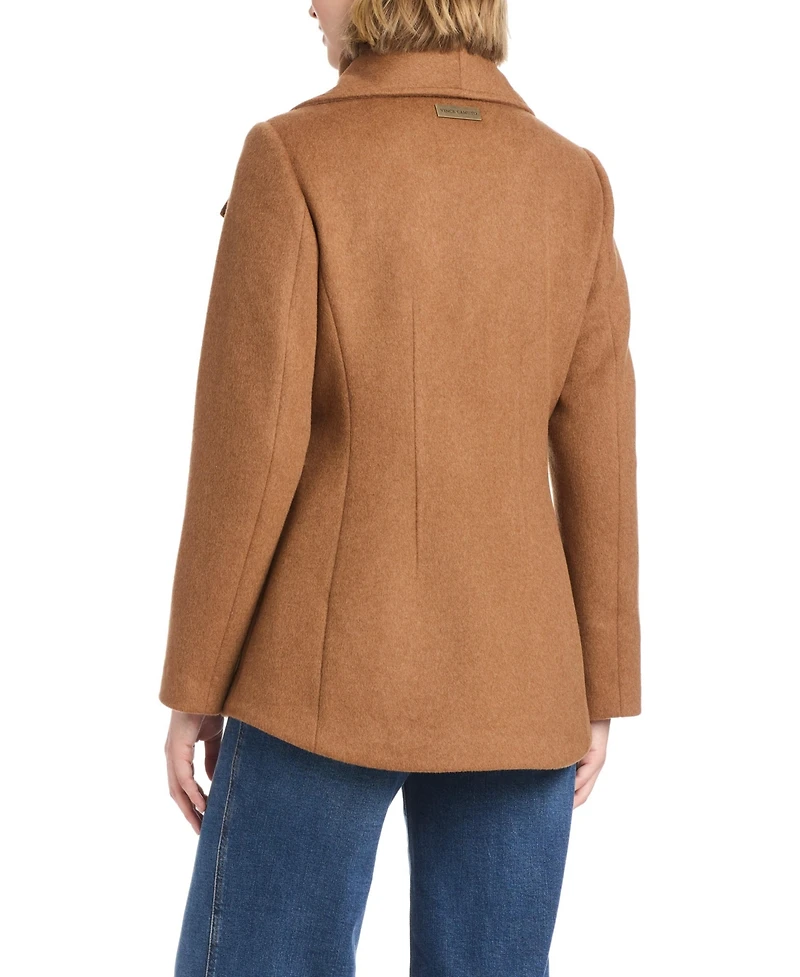Vince Camuto Women's Short Wool Coat With Fixed Bib