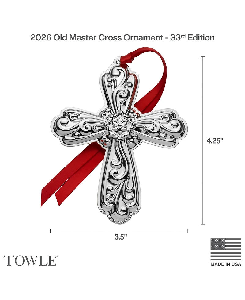 Towle 2025 Sterling Silver Old Master Cross Ornament, 32nd Edition