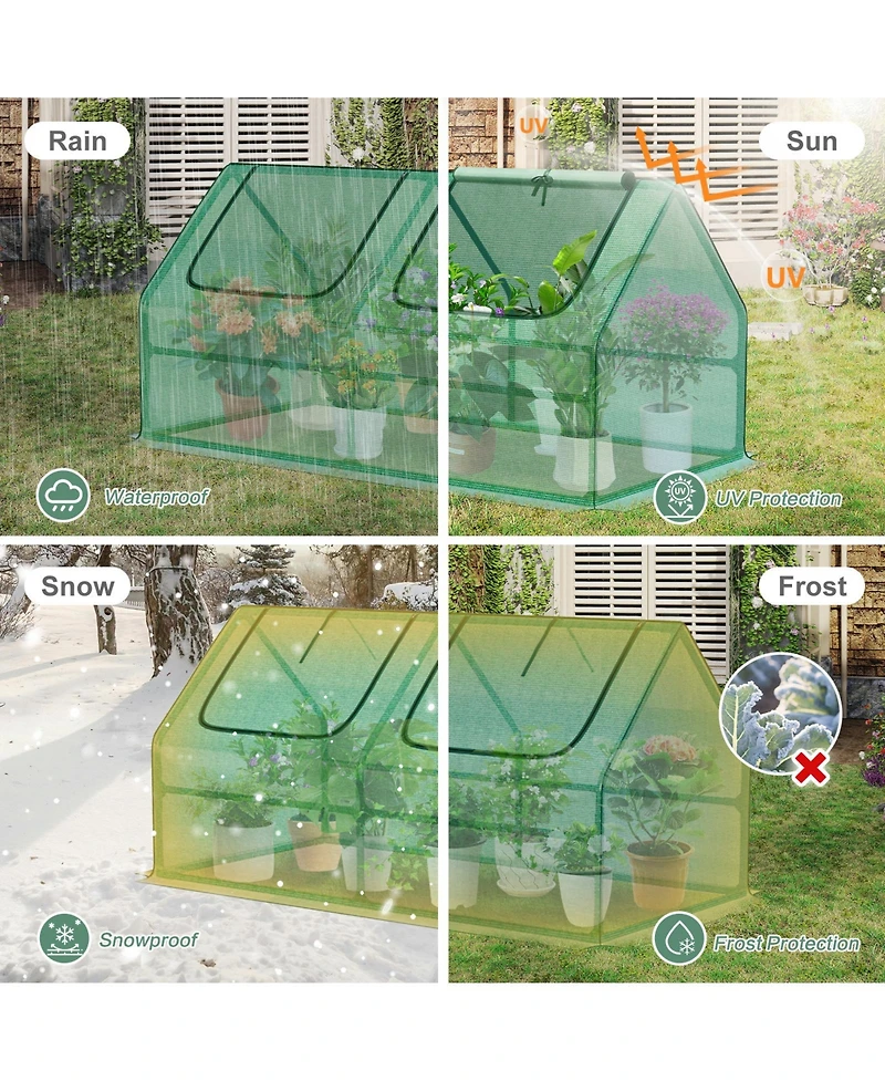 Aoodor Mini Greenhouse Water Resistant Uv Protected 2 Zipper Doors.