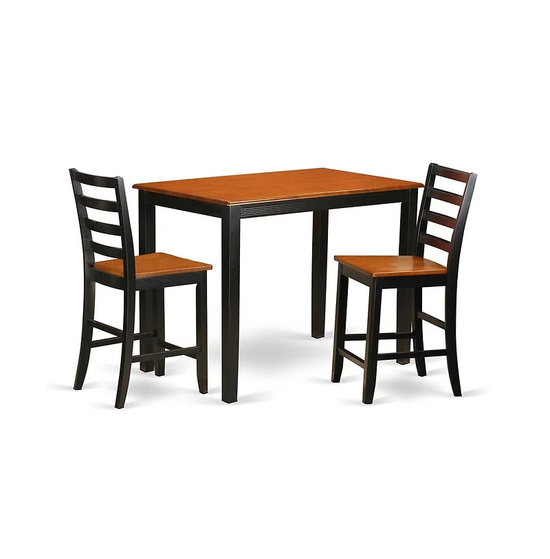 East West Furniture 3 Pc counter height pub set-pub Table and 2 Kitchen Dining Chairs