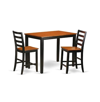 East West Furniture 3 Pc counter height pub set-pub Table and 2 Kitchen Dining Chairs