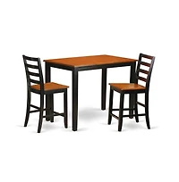 East West Furniture 3 Pc counter height pub set-pub Table and 2 Kitchen Dining Chairs