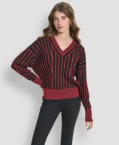 Dkny Women's Long Sleeve V-Neck Sweater