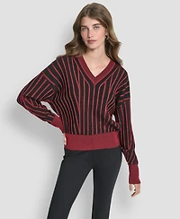 Dkny Women's Long Sleeve V-Neck Sweater